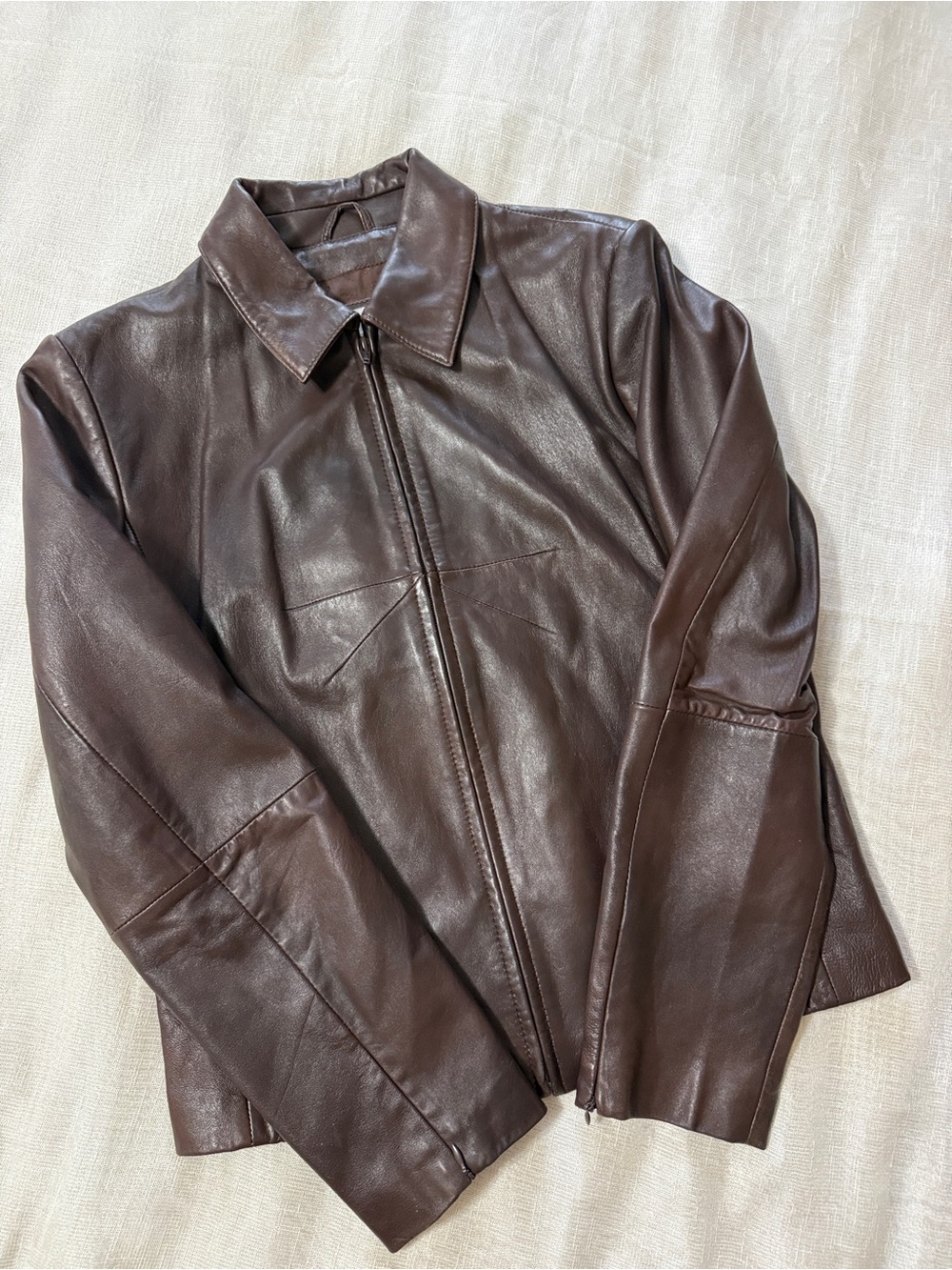 Wilsons Leather Dark Brown Zip-Front Bomber Jacket